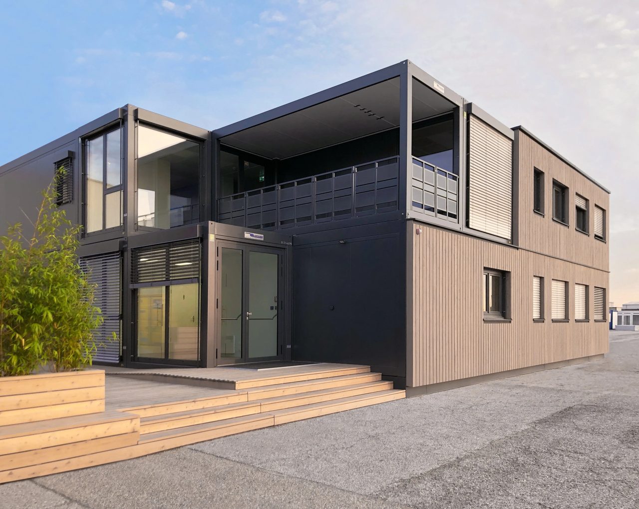Premium two-storey modular building with timber cladding