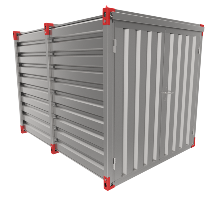 3m galvanised flat pack storage container with double doors