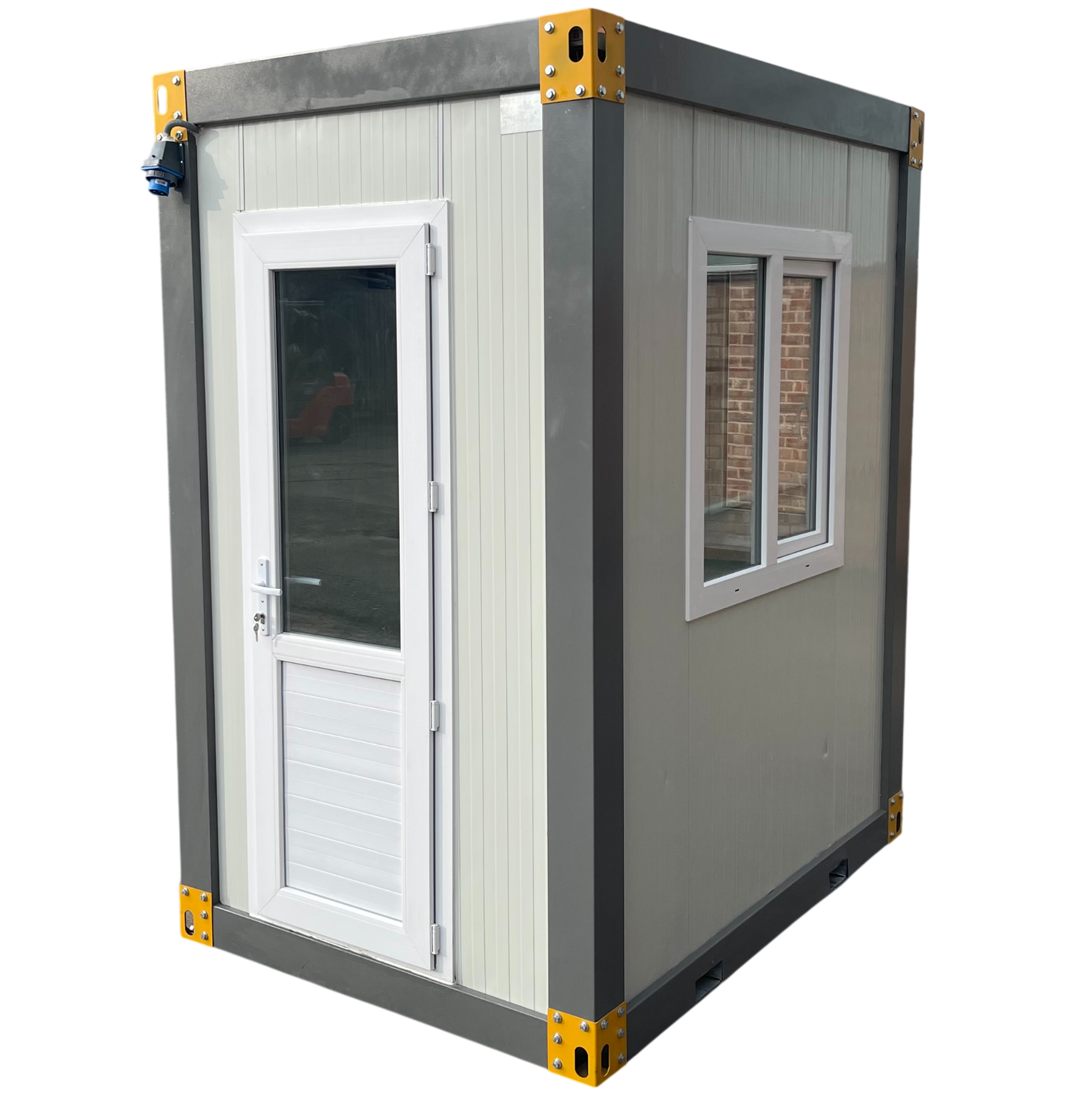 1.5m by 2.1m insulated kiosk usable as a compact one-person office