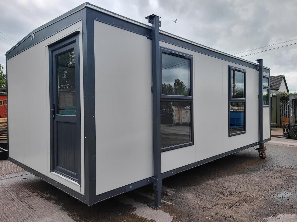 20ft jackleg cabin with dark window frames