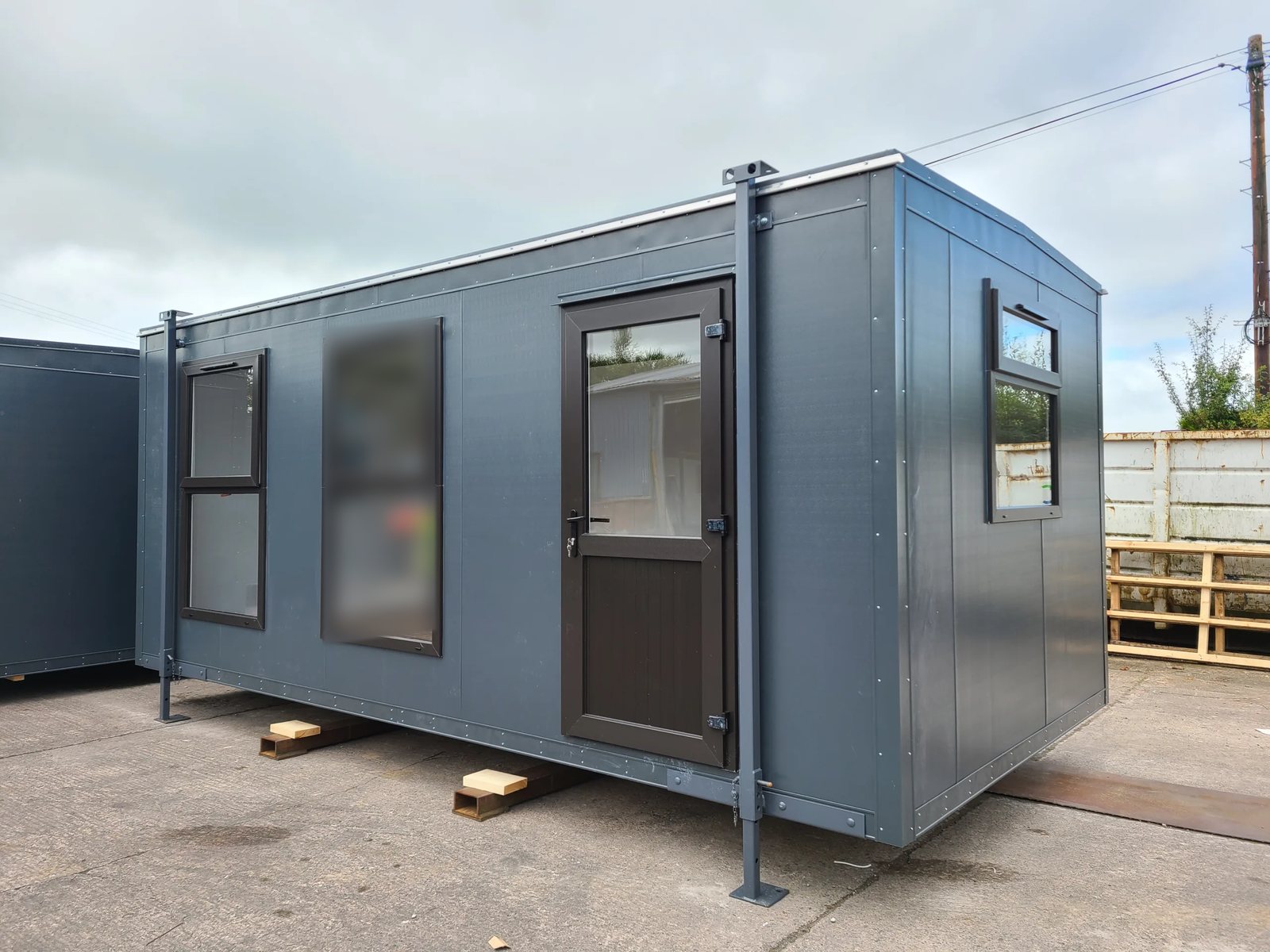 standard timber frame classroom building in grey