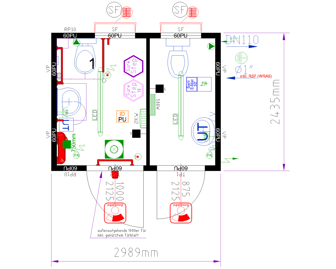 10ft Accessible WC Cabin floor plan