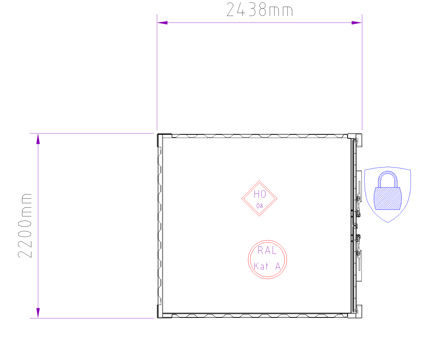 8ft Storage Container floor plan