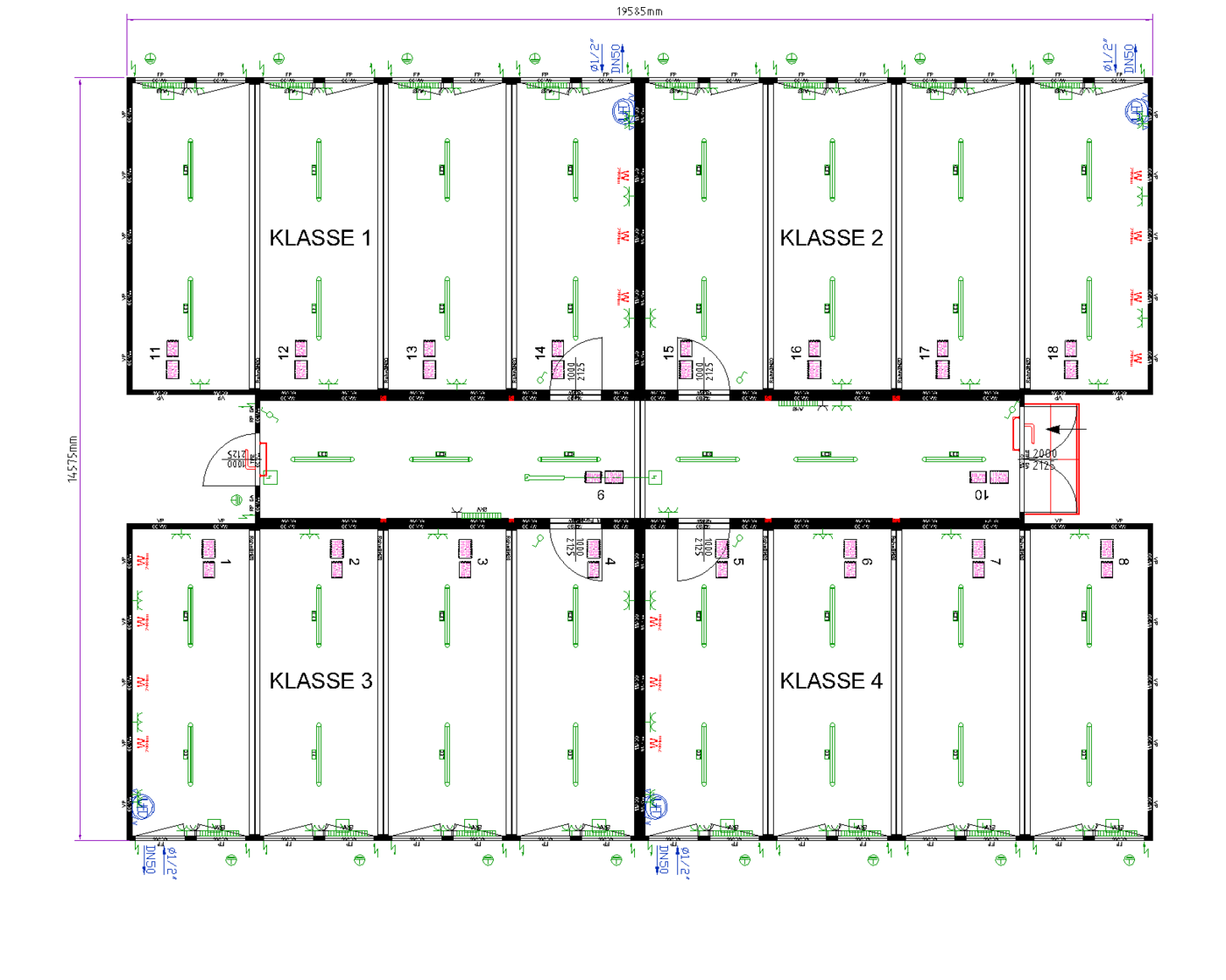 four classroom school block floor plan