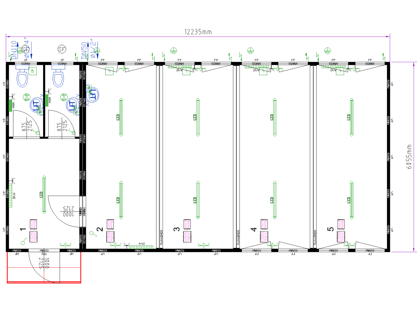 classroom suite floor plan with WCs